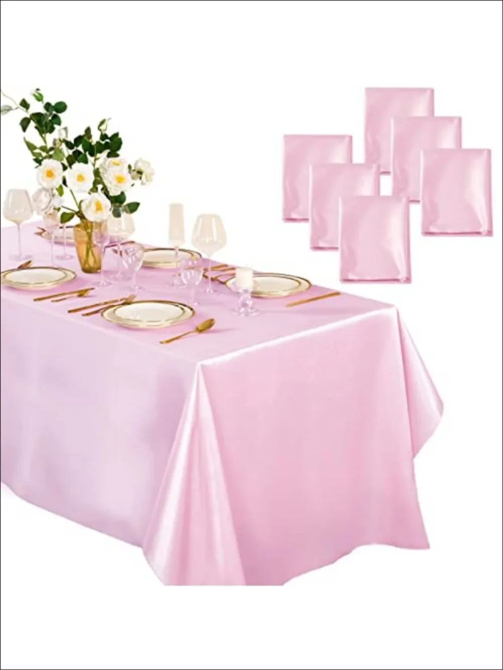 Satin Tablecloth 60x102 Inch Rectangle 6 Pack Elegant Wedding Banquet